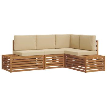 Outdoor-Sofagarnitur mit Kissen 4 Stück Natur und Beige