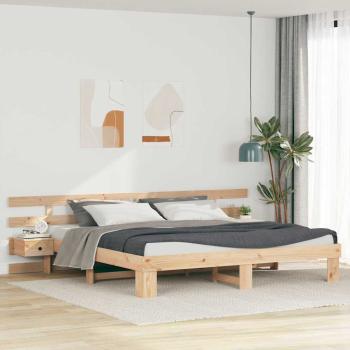 ARDEBO.de - Bettrahmen mit Kopfteil Braun 200 x 200 cm Massives Kiefernholz