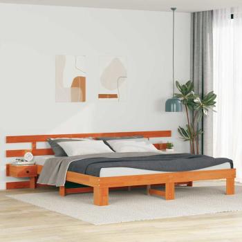 ARDEBO.de - Bettrahmen mit Kopfteil Braun 200 x 200 cm Massives Kiefernholz