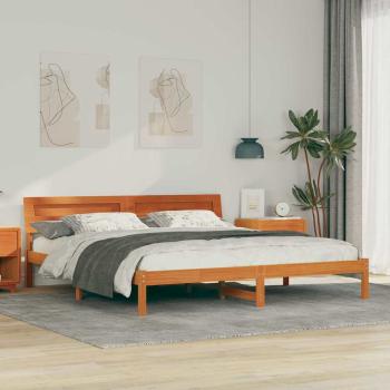 ARDEBO.de - Bettrahmen mit Kopfteil Braun 200 x 200 cm Massives Kiefernholz