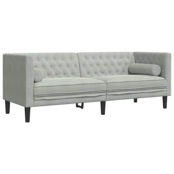 Wohnzimmer Couch 3 Stk. Hellgrau Samt