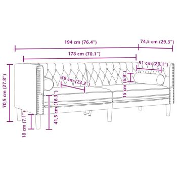Wohnzimmer Couch 3 Stk. Hellgrau Samt