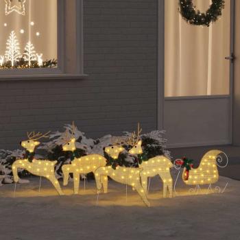 ARDEBO.de - LED Rentiere 5 Stk. Gold 43 x 18 x 66 cm Stoff LEDs