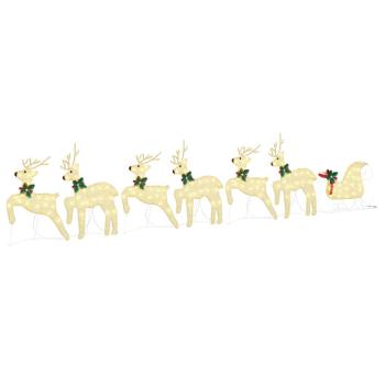 LED Rentiere 7 Stk. Gold 43 x 18 x 66 cm Stoff LEDs
