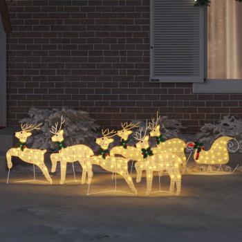 LED Rentiere 7 Stk. Gold 43 x 18 x 66 cm Stoff LEDs