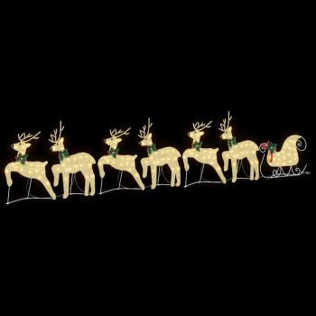 LED Rentiere 7 Stk. Gold 43 x 18 x 66 cm Stoff LEDs