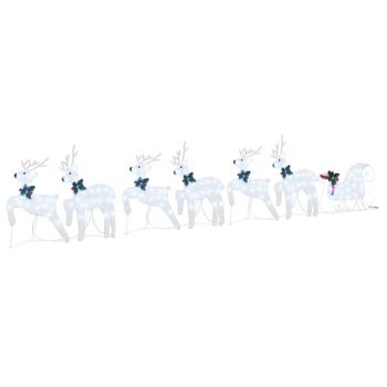 LED Rentiere 7 Stk. Silber 43 x 18 x 66 cm Stoff LEDs
