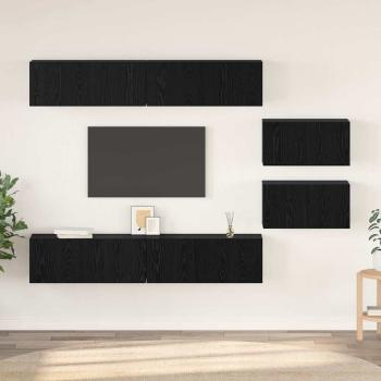 ARDEBO.de - TV-Schrankset 6 Stk. Schwarz Eichen-Optik Holzwerkstoff