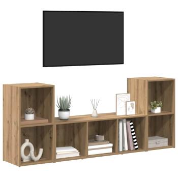 TV-Schrankset 3 stk. Braun Holzwerkstoff