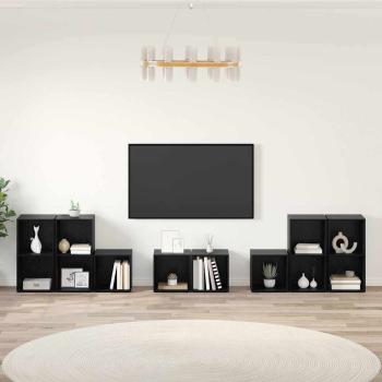 ARDEBO.de - TV-Schrank Set 8 Stk. Schwarz Eichen-Optik Holzwerkstoff