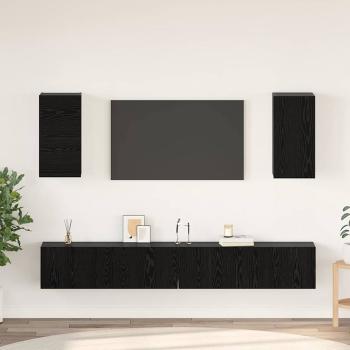 ARDEBO.de - Wand-TV-Schrank 3 Stk. Schwarz Eichen-Optik Holzwerkstoff