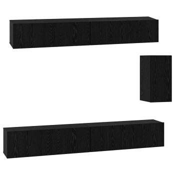 Wand-TV-Schrank 3 Stk. Schwarz Eichen-Optik Holzwerkstoff
