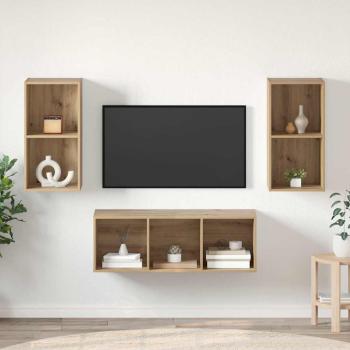 ARDEBO.de - TV-Schrankset 3 Stk. Artisan-Eiche Holzwerkstoff