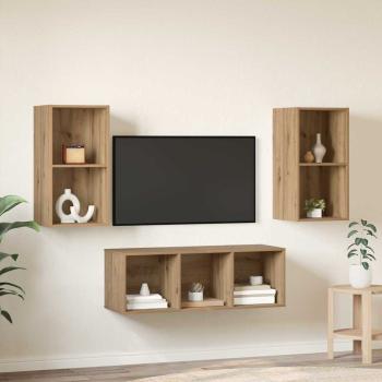 TV-Schrankset 3 Stk. Artisan-Eiche Holzwerkstoff