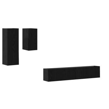 Wand-TV-Schrank 3 Stk. Schwarz Eichen-Optik Holzwerkstoff