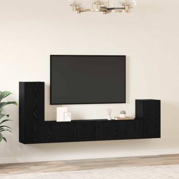 Wand-TV-Schrank 3 Stk. Schwarz Eichen-Optik Holzwerkstoff