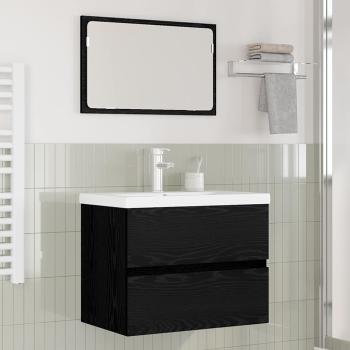 ARDEBO.de - Badezimmermöbel-Set 3 stk. Schwarz Eichen-Optik 61 x 39 x 45 cm