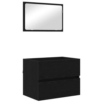 Badezimmermöbel-Set 3 stk. Schwarz Eichen-Optik 61 x 39 x 45 cm