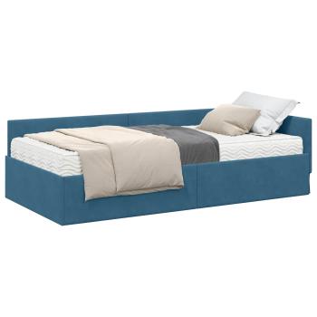 Eckbettgestell mit Matratze Sonstiges 2 stk. Blau Samt