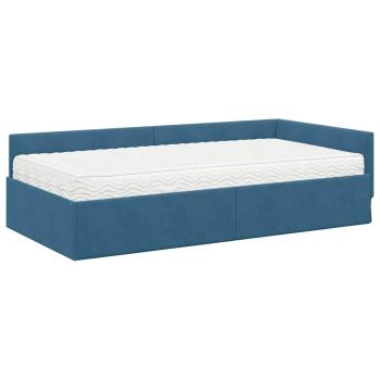 Eckbettgestell mit Matratze Sonstiges 2 stk. Blau Samt