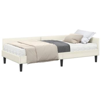 Eckbettgestell mit Matratze Sonstiges 2 Stk. Creme Samt