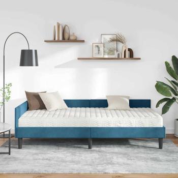 Eckbettgestell mit Matratze Sonstiges 2 Stk. Blau Samt
