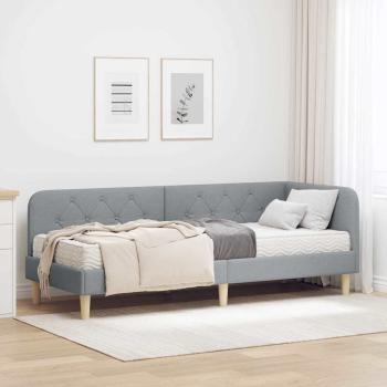 ARDEBO.de - Eckbettgestell Hellgrau 80 x 200 cm Stoff