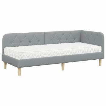 Eckbettgestell Hellgrau 80 x 200 cm Stoff