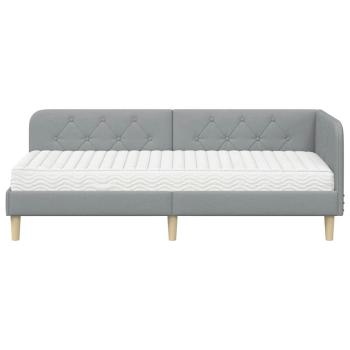 Eckbettgestell Hellgrau 80 x 200 cm Stoff