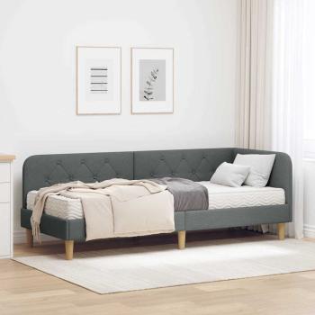 ARDEBO.de - Eckbettgestell Dunkelgrau 80 x 200 cm Stoff