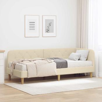 ARDEBO.de - Eckbettgestell Creme 80 x 200 cm Stoff