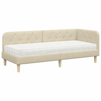 Eckbettgestell Creme 80 x 200 cm Stoff