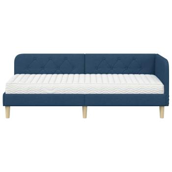 Eckbettgestell Blau 80 x 200 cm Stoff