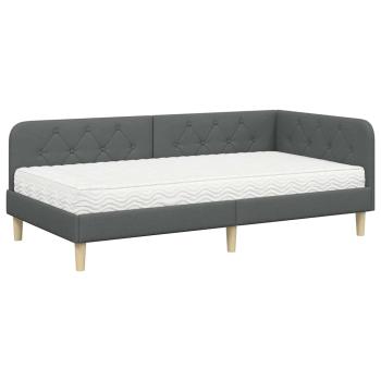 Eckbettgestell Dunkelgrau 90 x 190 cm Stoff