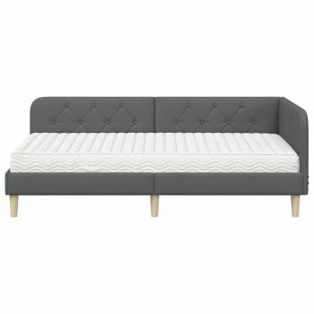 Eckbettgestell Dunkelgrau 90 x 190 cm Stoff