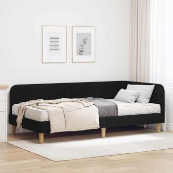 ARDEBO.de - Eckbettgestell Schwarz 90 x 190 cm Stoff