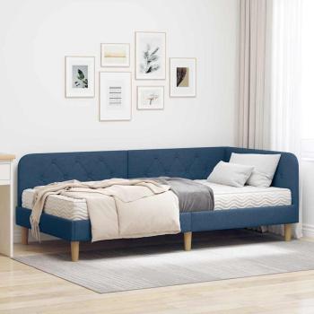 ARDEBO.de - Eckbettgestell Blau 90 x 190 cm Stoff