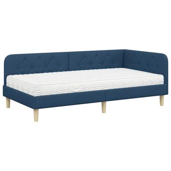 Eckbettgestell Blau 90 x 190 cm Stoff