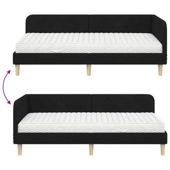 Eckbettgestell Schwarz 90 x 200 cm Stoff