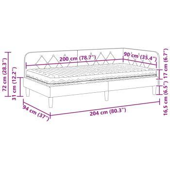 Eckbettgestell Schwarz 90 x 200 cm Stoff