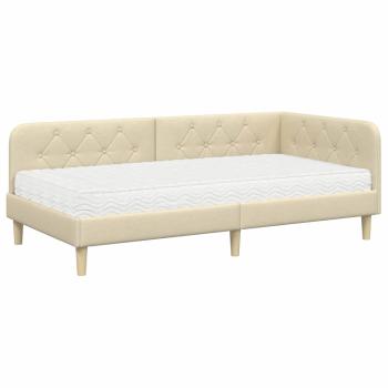 Eckbettgestell Creme 90 x 200 cm Stoff