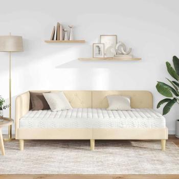 Eckbettgestell Creme 90 x 200 cm Stoff