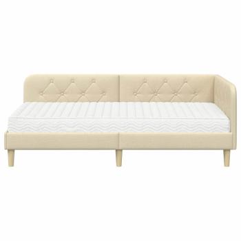 Eckbettgestell Creme 90 x 200 cm Stoff