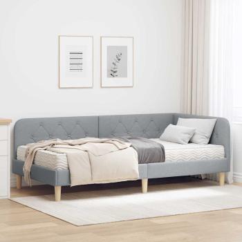 ARDEBO.de - Eckbettgestell Hellgrau 100 x 200 cm Stoff