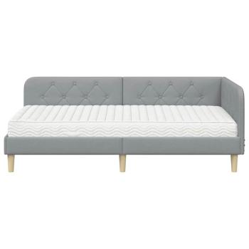 Eckbettgestell Hellgrau 100 x 200 cm Stoff