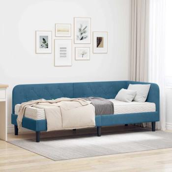ARDEBO.de - Eckbettgestell Blau 80 x 200 cm Samt
