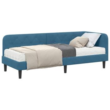 Eckbettgestell Blau 80 x 200 cm Samt