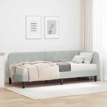 ARDEBO.de - Eckbettgestell Hellgrau 80 x 200 cm Samt