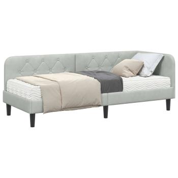 Eckbettgestell Hellgrau 80 x 200 cm Samt