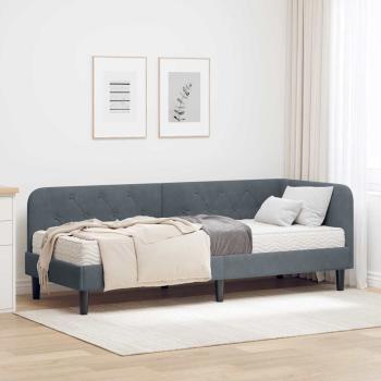 ARDEBO.de - Eckbettgestell Dunkelgrau 80 x 200 cm Samt